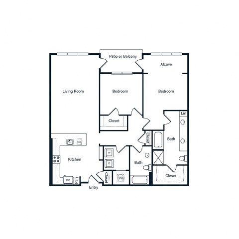 Floor plan for 2 beds, 2 baths, 1113 sqft